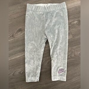 Nike crushed velvet gray baby girl leggings size 12 months